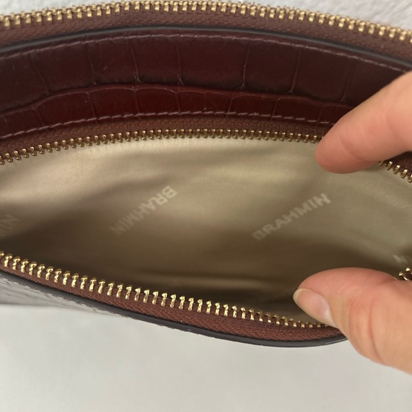 Brahmin crocodile Leather Chocolate Cherry Leather Clutch - Picture 2 of 12